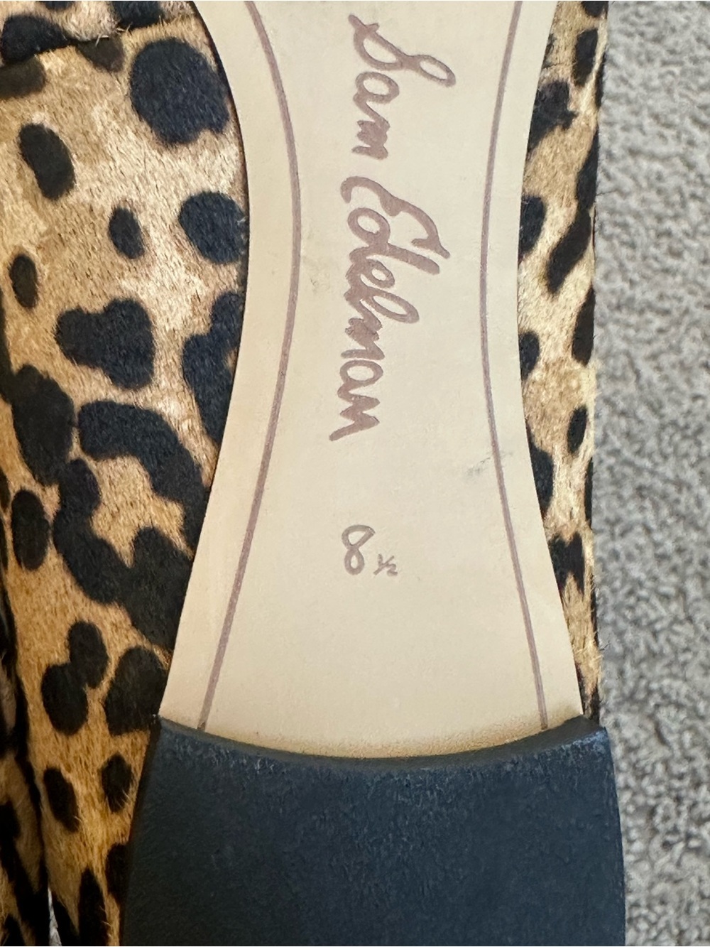 Sam Edelman Leopard Print Pointed Toe Buckle Flats - Tan/Black - Picture 9 of 10